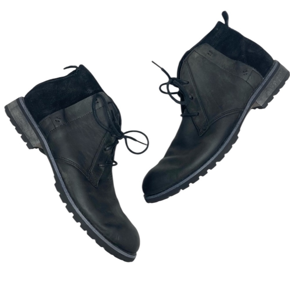 Mark Nason Loretto chukka lace up boot in distressed black leather and suede